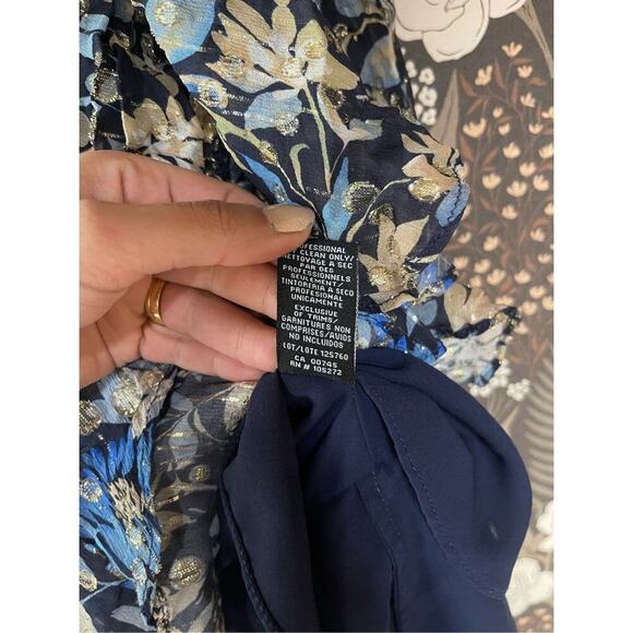 ML Monique Lhuillier Women's Ruched Floral Metallic Mini Sheath Dress Size 2 - Picture 6 of 10